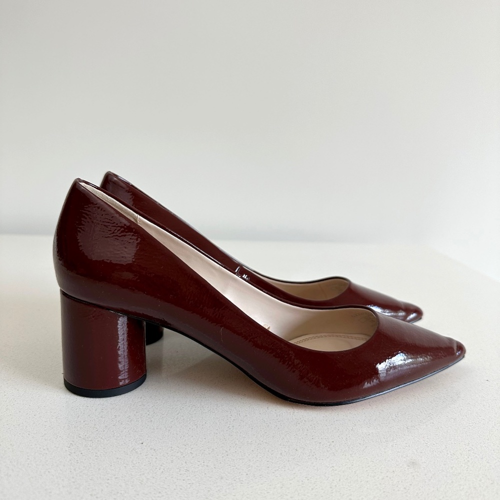 Zara Crinkle Patent Heels in Ruby